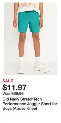 Old Navy Old Navy StretchTech Performance Jogger Short for Boys (Above Knee) offer