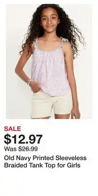 Old Navy Old Navy Printed Sleeveless Braided Tank Top for Girls offer