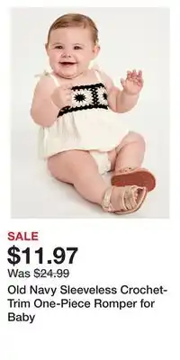 Old Navy Old Navy Sleeveless Crochet-Trim One-Piece Romper for Baby offer