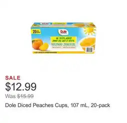 Costco Dole Diced Peaches Cups, 107 mL, 20-pack offer