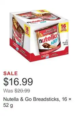 Costco Nutella & Go Breadsticks, 16 × 52 g offer