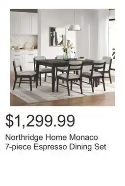 Costco Northridge Home Monaco 7-piece Espresso Dining Set offer