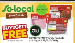 Sobeys HAYTER'S FARM Turkey Products offer