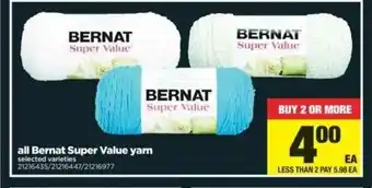 Real Canadian Superstore All bernat super value yarn offer