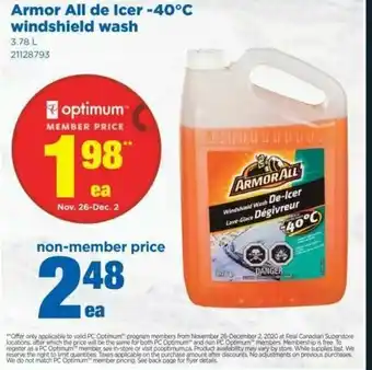 Real Canadian Superstore Armoe all de icer -40 c windshield wash offer