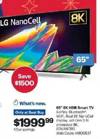 Best Buy 65" 8K HDR smart TV offer