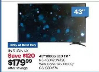 Best Buy 43"1080p LED TV offer