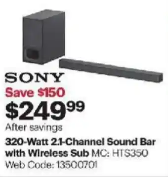 Best Buy 320-Watt 3.1-channel sound bar with wireless sub offer