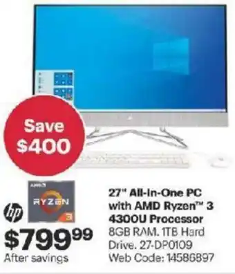 Best Buy 27" all-in-one PC with AMD ryzen offer
