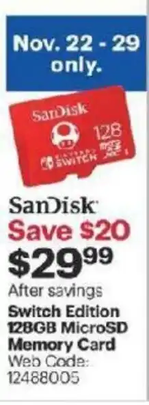 Best Buy Switch edition 128GB microSD memory card offer