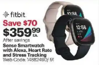 Best Buy Sense smartwatch with alexa, heart rate and stress tracking offer