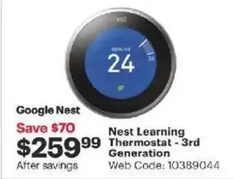 Best Buy Nest learning thermostat - 3rd generation offer