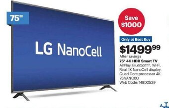 Best Buy 75" 4K HDR smart TV offer