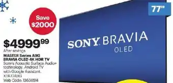 Best Buy MASTER series A9G BRAVIA OLED 4K HDR TV offer