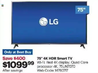 Best Buy 75" 4K HDR smart TV offer