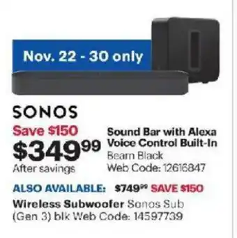 Best Buy Sound bar with alexa voice control built-in offer