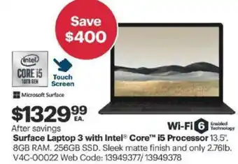 Best Buy Surface laptop 3 with intel core offer