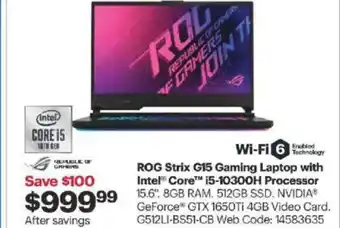 Best Buy ROG strix G15 gaming laptop with intel core offer