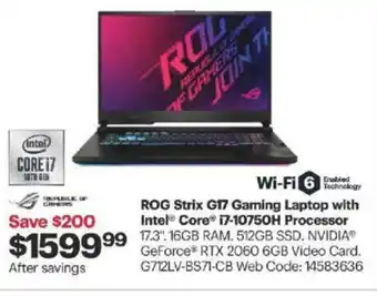 Best Buy ROG Strix G17 gaming laptop with intel core offer