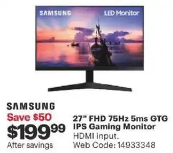 Best Buy 27" FHD 75Hz 5ms GTG IPS gaming monitor offer