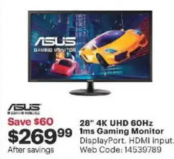Best Buy 28" 4K UHD 60Hz 1ms gaming monitor offer