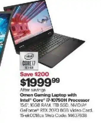 Best Buy Omen gaming laptop with intel offer