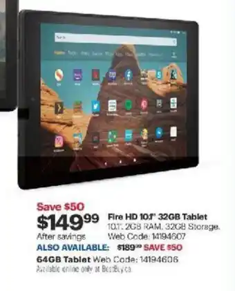 Best Buy Fire HD 10.1" 32Gb tablet offer