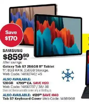 Best Buy Galaxy tab S7 256Gb 11" tablet offer