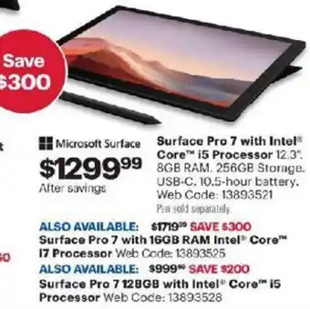 Best Buy Surface pro 7 with intel core offer