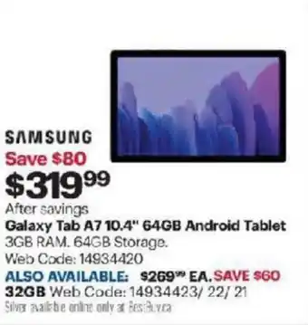 Best Buy Galaxy tab A7 10.4" 64GB android tablet offer