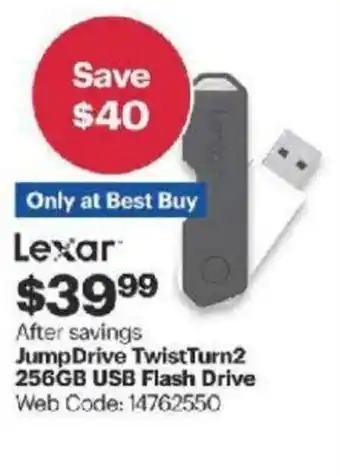 Best Buy Jumpdrive twistturn2 256GB USB flash drive offer