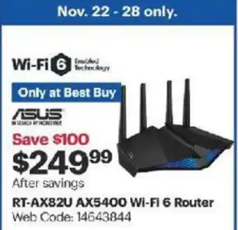 Best Buy RT-AX82U AX5400 wi-fi 6 router offer