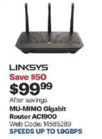 Best Buy MU-MIMO gigabit router AC1900 offer