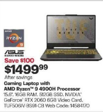 Best Buy Gaming laptop with AMD ryzen offer