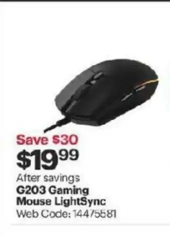 Best Buy G203 gaming mouse lightsync offer