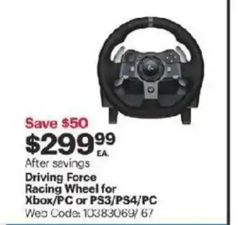 Best Buy Driving force racing wheel for Xbox/PC or PS3/PS4/PC offer