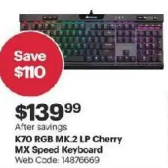 Best Buy K70 RGB Mk.2 LP cherry MX speed keyboard offer