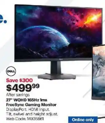 Best Buy 27 WQHD 165Hz 1ms FreeSync Gaming Monitor offer