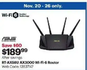Best Buy RT-AX58U AX3000 Wi-Fi 6 Router offer