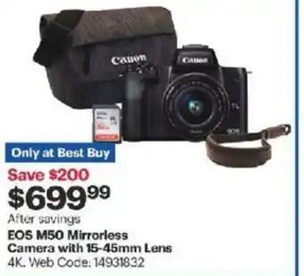 Best Buy EOS M50 Mirrorless Camera with 15-45mm Lens offer
