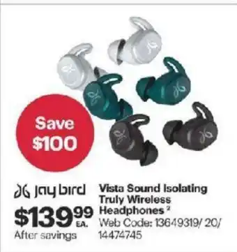 Best Buy Vista Sound Isolating Truly Wireless Headphones offer