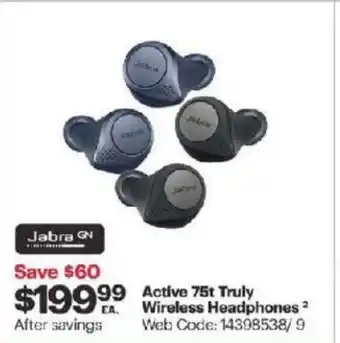 Best Buy Active 75t Truly Wireless Headphones offer