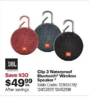 Best Buy Clip 3 Waterproof Bluetooth Wireless Speaker offer