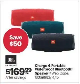 Best Buy Charge 4 Portable Waterproof Bluetooth Speaker offer