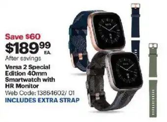 Best Buy Versa 2 Special Edition 40mm Smartwatch with HR Monitor offer