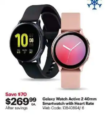 Best Buy Galaxy Watch Active 2 40mm Smartwatch with Heart Rate offer