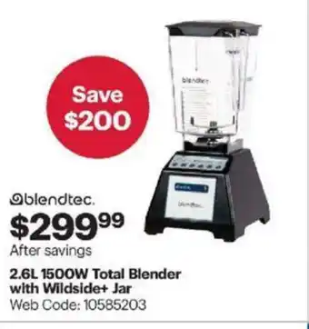 Best Buy 2.6L 1500W Total Blender with Wildside + Jar offer