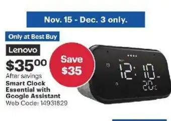 Best Buy Smart Clock Essential with Google Assistant offer