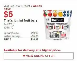 Costco That's it mini fruit bars offer