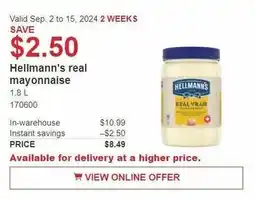 Costco Hellmann's real mayonnaise offer